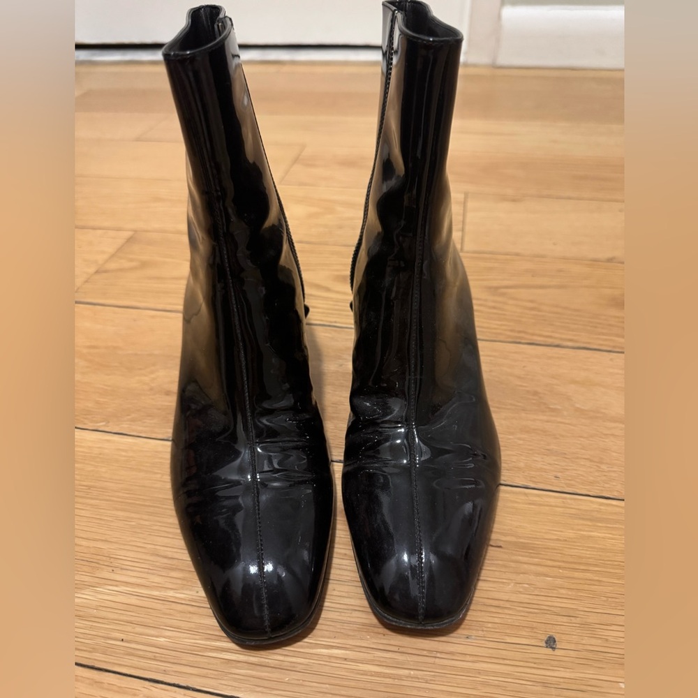 Christian Louboutin Black Patent Leather Ankle Boots